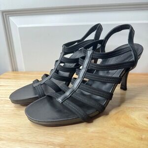 Donald J. Pliner  Black Stretch Strappy Sandal Heels 8 EUC